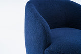 Teddy Fabric Swivel Accent Armchair Barrel Chair With Black Powder Coating Metal Ring Dark Blue - V.I.P Digital Presence