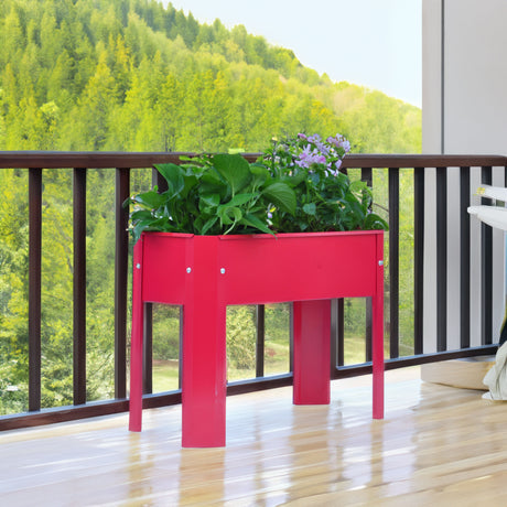 Mini Elevated garden bed, metal elevated outdoor flowerpot box, suitable for backyard and terrace, large flowerpot Red + Steel - V.I.P Digital Presence