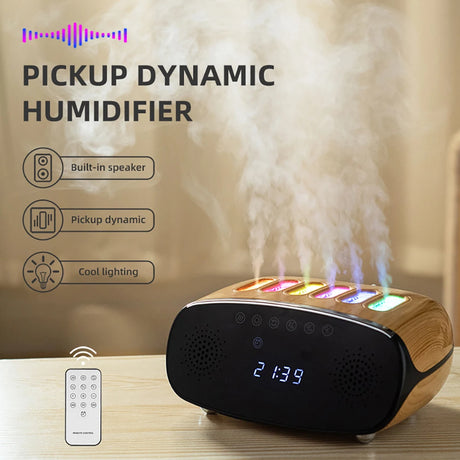 Music Clock Humidifier Colorful Volcano Light Timer for Bedroom Home Yoga Office Flame Humidifier Ultrasonic Essential - V.I.P Digital Presence