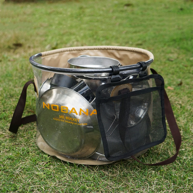 Cubo plegable para exteriores, para acampar, barbacoa portátil, para lavar platos, cubo telescópico para pesca 