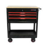 3 DRAWERS MULTIFUNCTIONAL TOOL CART WITH WHEELS AND WOODEN TOP - V.I.P Digital Presence