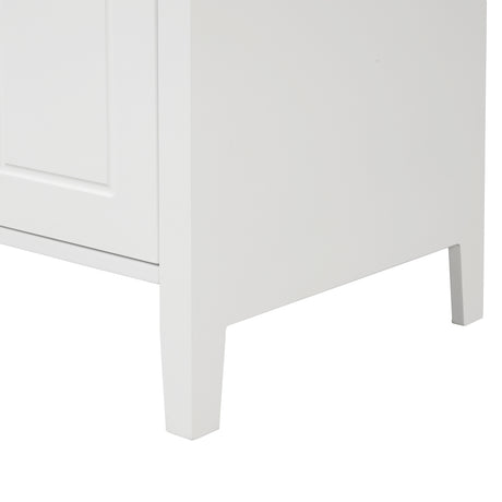 24" Bathroom Vanity with Sink, Bathroom Vanity Cabinet with Two Drawers and Door, Adjustable Shelf, Solid Wood and MDF, White - V.I.P Digital Presence