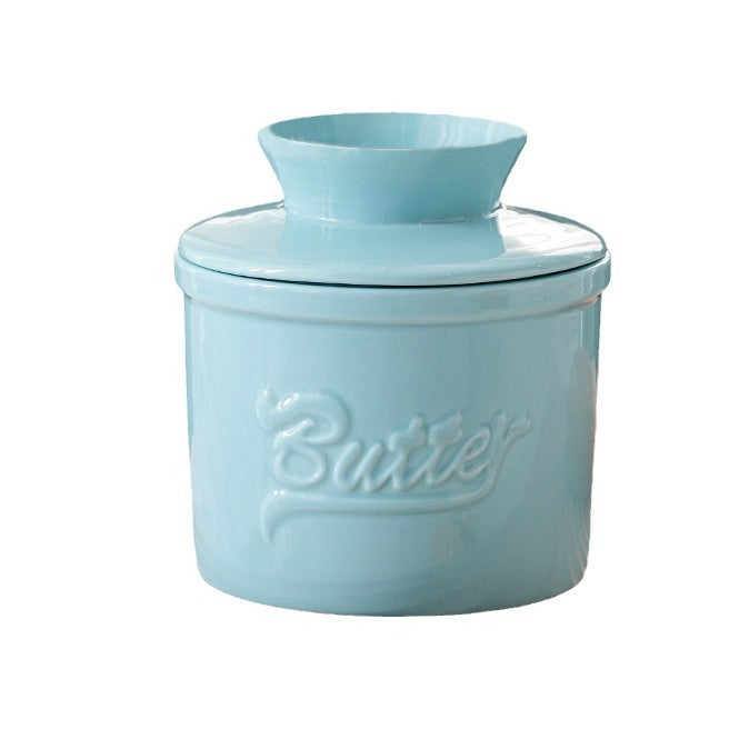 Ceramic yellow oil tank relief red butter storage tank cheese butter dish with lid set - V.I.P Digital Presence