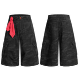 American Retro Camouflage Denim Seven-Quarter Shorts for Men, Loose Wide-Leg Multi-Pocket Design Workwear Five-Quarter Pants Trendy - V.I.P Digital Presence