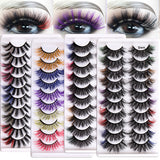 10 Pairs Of Color Mink Hair Fried Multilayer Thick Cross False Eyelashes 8D FLUFFY - V.I.P Digital Presence