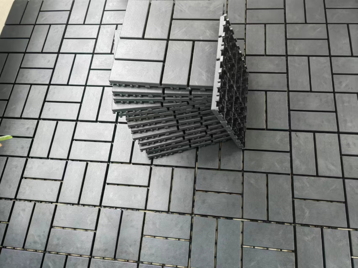 Plastic interlocking deck tiles, 36 pieces, 12 inch x 12 inch waterproof terrace tiles, with strong drainage design in grey - V.I.P Digital Presence