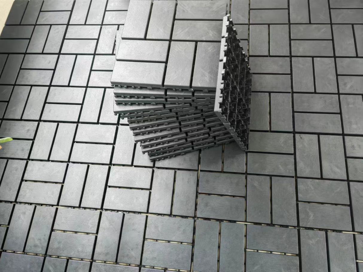 Plastic interlocking deck tiles, 36 pieces, 12 inch x 12 inch waterproof terrace tiles, with strong drainage design in grey - V.I.P Digital Presence
