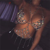 Queen Bling Metal Tassel Details Tank Tops Festival Rave Clothing Summer Sexy Backless Rave Body Chain Beach Tops - V.I.P Digital Presence