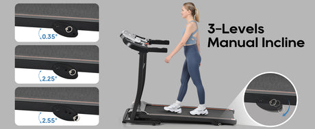 Home folding treadmill with pulse sensor, 2.5-horsepower silent brushless motor, 3-level tilt, 12 preset programs - V.I.P Digital Presence
