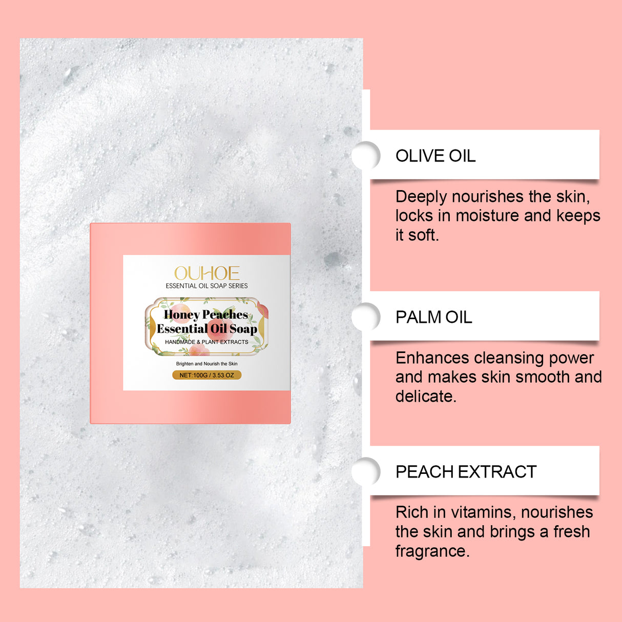 Peach Essential Oil Soap, Gentle Repair Moisturizing Oil Removal Refreshing Cleansing Body Cleansing Bath Essential Oil Soap - V.I.P Digital Presence