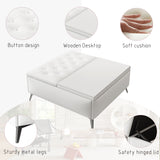 35 inch Wide Square storage benches Coffee Table with Lift Top Oversized Storage Ottoman in Upholstered for Living Room - V.I.P Digital Presence