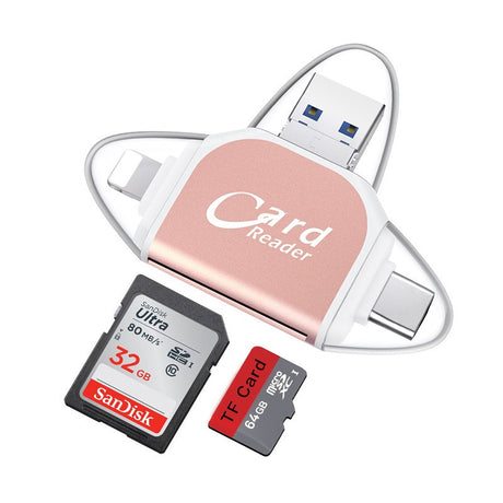Plug and play for Apple and Android phones multifunctional card reader four in one multifunctional TF card SD card - V.I.P Digital Presence