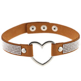 Japan's Harajuku Soft Girl Black Rhinestone Peach Heart Love-Shaped Collar Women's Neck Strap Collarbone Necklace Short - V.I.P Digital Presence