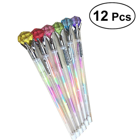 12pcs Diamond Gel Pens Creative Colorful Pen Six in One Pen for Writing Drawing Printing - V.I.P Digital Presence