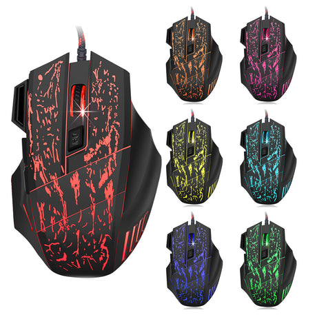 HXSJ Flow Crack Gaming Mouse Colorful Luminous MOUSE 7D Gaming Mouse - V.I.P Digital Presence