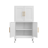 White metal kitchen storage cabinet, kitchen pantry storage cabinet with door and shelf, adjustable leveling feet - V.I.P Digital Presence