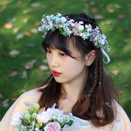 Ancient style girl Hanfu headwear simulation full sky star small floral headband forest princess bridal wreath - V.I.P Digital Presence
