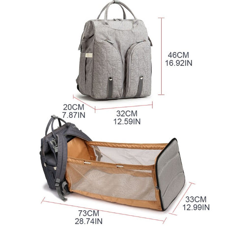 Baby Infant Nappy Changing Bag Portable Large Capacity Folding Crib Diaper Backpack Stroller Straps Pad for Travel Outdoor 28GD - V.I.P Digital Presence