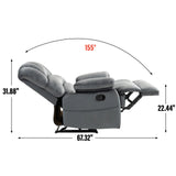Large Manual Recliner Chair in Fabric for Living Room, Grey - V.I.P Digital Presence