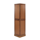 Corner Curio Dispaly Cabinet with Lights, Adjustable Tempered Glass Shelves, Mirrored Back,Walnut(E26 light bulb not included) - V.I.P Digital Presence