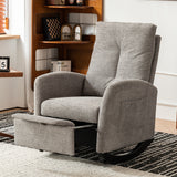 Accent Rocking Chair with Footrest High Back Rubber Wood Rocking Legs Bedroom Living Space - V.I.P Digital Presence