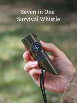 NEW 7 in 1 Survival Whistle Hiking Whistle Compass Mirror Flashlight Magnifier LED Light Thermometer Storage Compass Tool - V.I.P Digital Presence