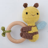Campana relajante para bebé con nombre tallado, regalo para recién nacido, regalo para el baño, muñeca de dibujos animados tejida