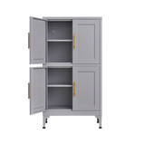 Grey metal kitchen storage cabinet, kitchen pantry storage cabinet with door and shelf, adjustable leveling feet - V.I.P Digital Presence