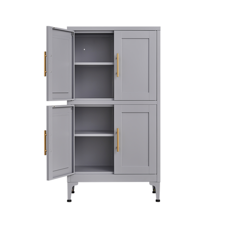 Grey metal kitchen storage cabinet, kitchen pantry storage cabinet with door and shelf, adjustable leveling feet - V.I.P Digital Presence