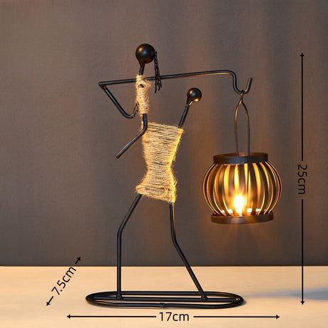 Wrought Iron Candle Holder Decorative Piece - European Style Restaurant Dining Table Ambiance Light Candlestick Home Metal Artware - V.I.P Digital Presence