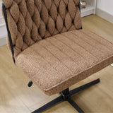 Armless Office Desk Chair No Wheels BROWN