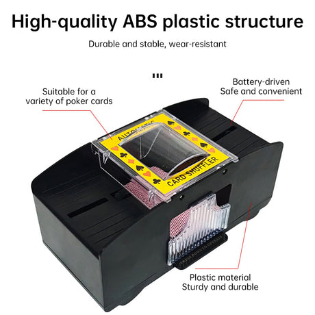 3 - sec Silent ABS Card Shuffler for Games , silent, made of ABS. For poker, board and family games. - V.I.P Digital Presence