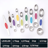 Stainless steel double headed magnetic suction spoon 8-piece set 9-piece set baking tool scale spoon set kitchen seasoning spoon - V.I.P Digital Presence