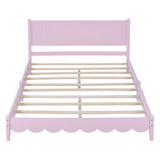 Queen Size Wood Platform Bed Frame, Retro Style Bed with Rectangular Headboard,No Need Box Spring,Pink - V.I.P Digital Presence