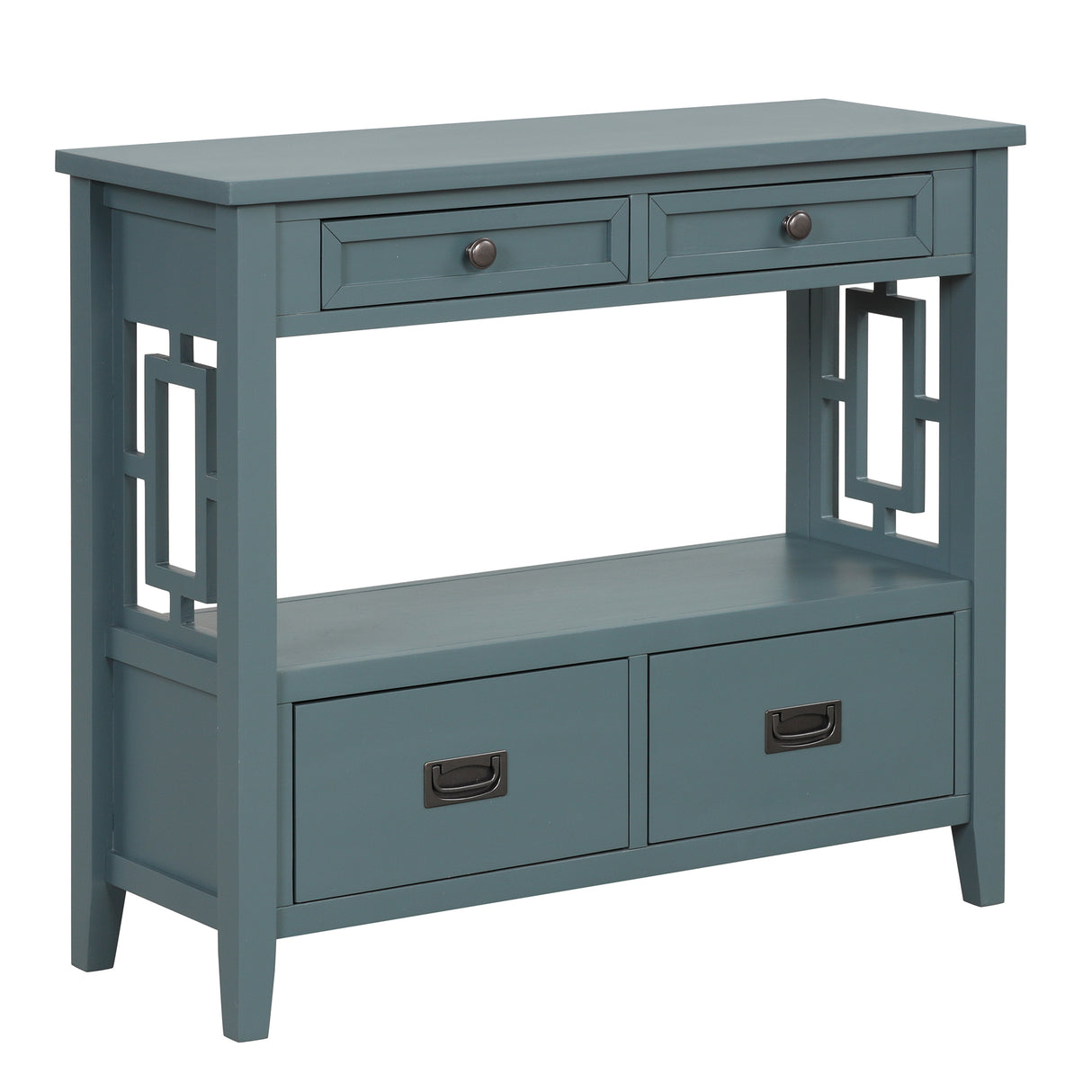 36'' Farmhouse Pine Wood Console Table Entry Sofa Table with 4 Drawers & 1 Storage Shelf ( Blue) - V.I.P Digital Presence