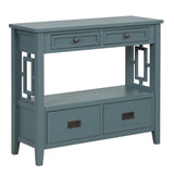 36'' Farmhouse Pine Wood Console Table Entry Sofa Table with 4 Drawers & 1 Storage Shelf ( Blue) - V.I.P Digital Presence