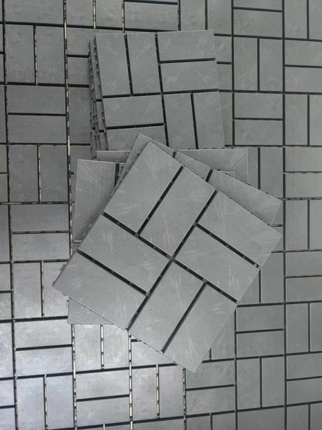 Plastic interlocking deck tiles, 36 pieces, 12 inch x 12 inch waterproof terrace tiles, with strong drainage design in grey - V.I.P Digital Presence