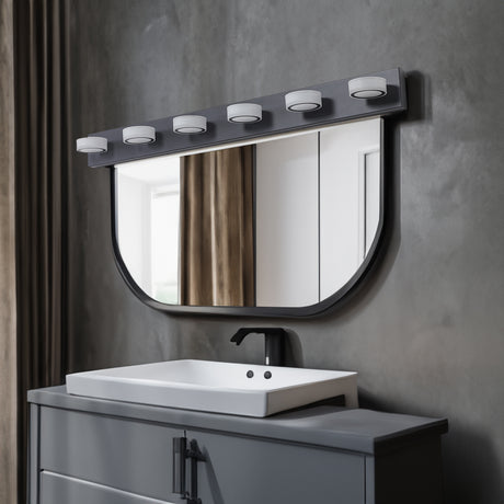 LED Modern Black 6-Light Vanity Lights Fixtures Over Mirror Bath Wall Lighting - V.I.P Digital Presence