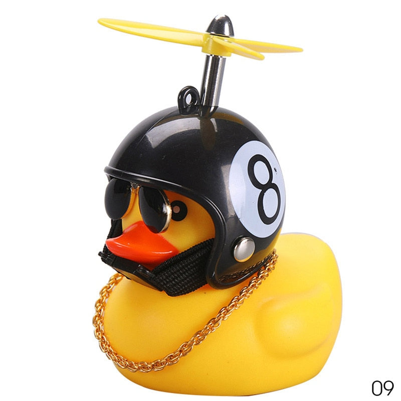 Car Duck with Helmet Broken Wind Small Yellow Duck Road Bike Motor Helmet Riding Cycling Car Accessories Decor Without Lights - V.I.P Digital Presence