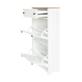 ONTREND with 2 flip drawers, top shoe cabinet with drawers, independent shoe rack with adjustable panel, white - V.I.P Digital Presence