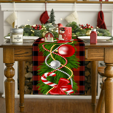 Christmas table flag Christmas candy printed tablecloth TV cabinet decoration white linen tablecloth tea flag pad - V.I.P Digital Presence