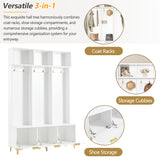 Large storage hall tree with bench, multifunctional storage platform, luxury clothes hanger equipped with 6 gold hooks - V.I.P Digital Presence