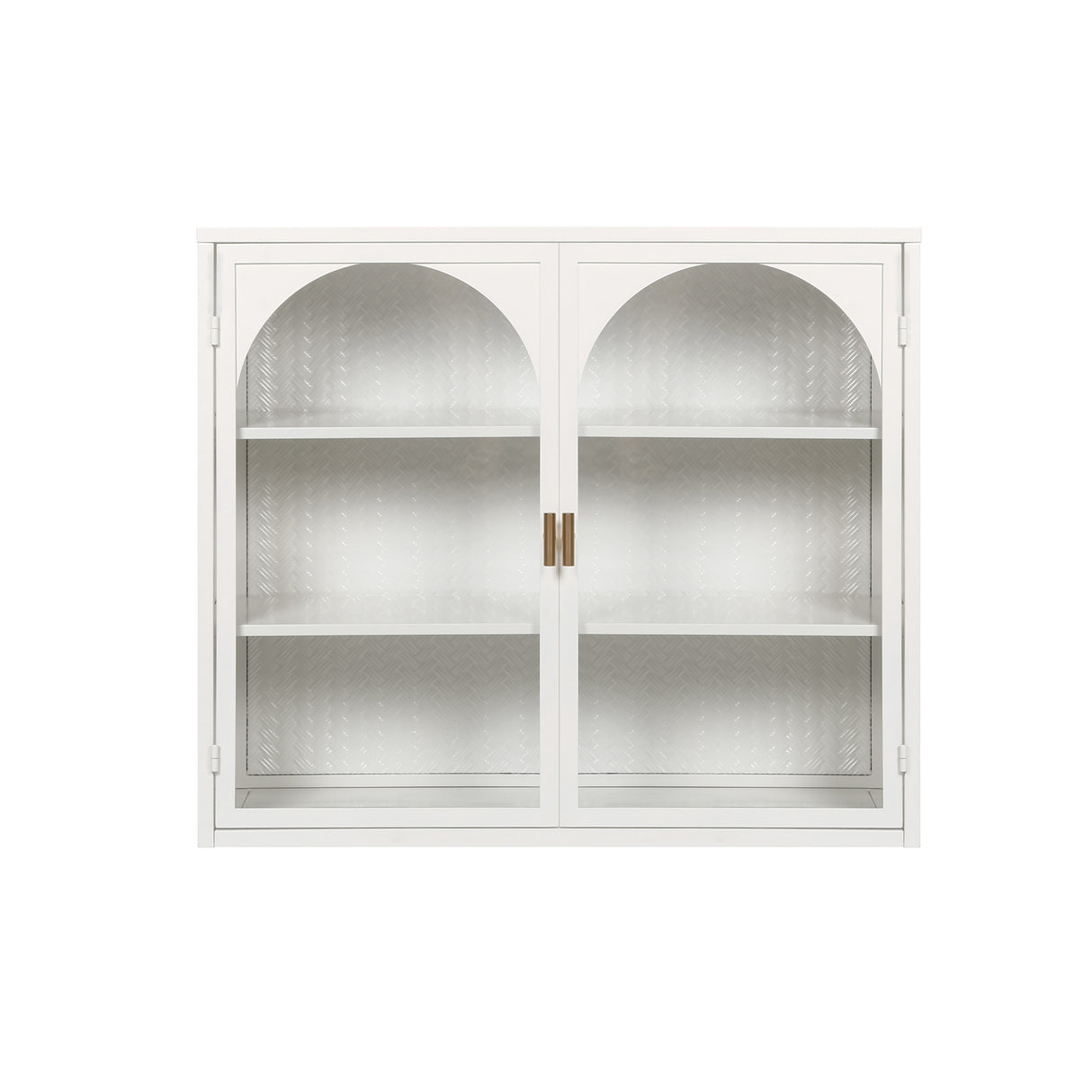 27.56"Glass Doors Modern Two-door Wall Cabinet with Featuring Three-tier Storage White