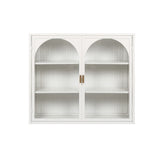 27.56"Glass Doors Modern Two-door Wall Cabinet with Featuring Three-tier Storage White