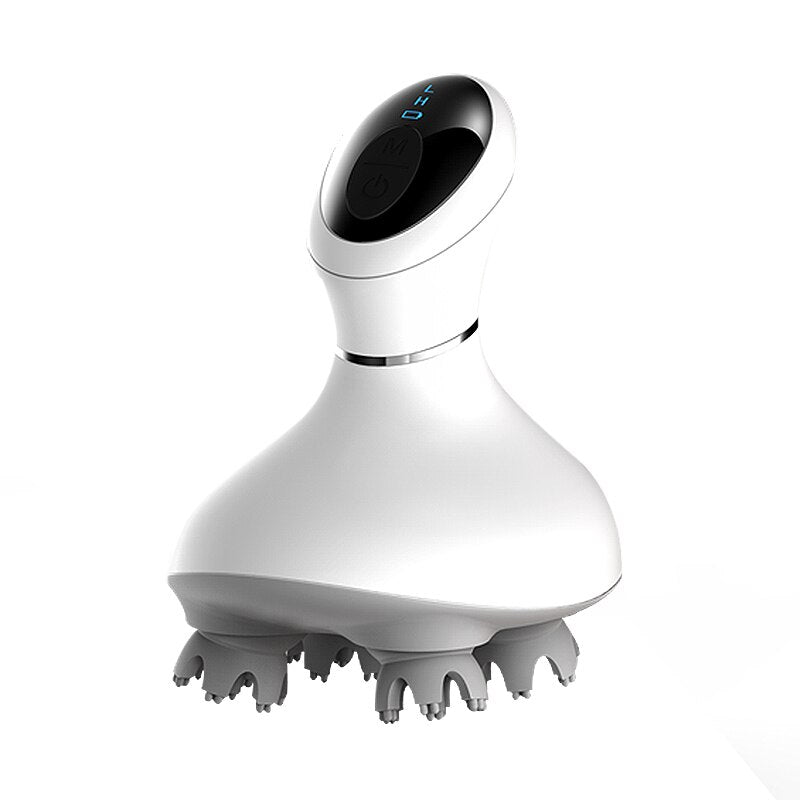 Masajeador de cabeza eléctrico 3D impermeable, inalámbrico, para el cuero cabelludo, promueve el crecimiento del cabello, amasado profundo del tejido corporal y vibración. 