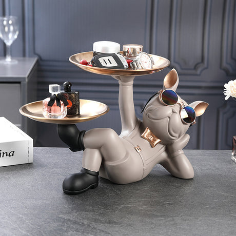 Creative Wealth Dog Ornament Entrance Key Storage Tray Desktop Candy Plate Home Decoration - V.I.P Digital Presence