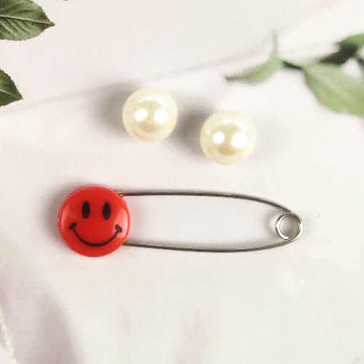 Imperdibles para bebés y niños, con forma de emoticono, de plástico, tamaño mediano, aproximadamente 40, tamaño grande, aproximadamente 55 mm. 