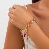 Fashionable and versatile peach heart turquoise bracelet, irregular alloy multi-element shell bracelet - V.I.P Digital Presence