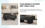The black coffee table has patterns Modern rectangular table suitable for living rooms and apartments  43.3"*21.6"*17.2"