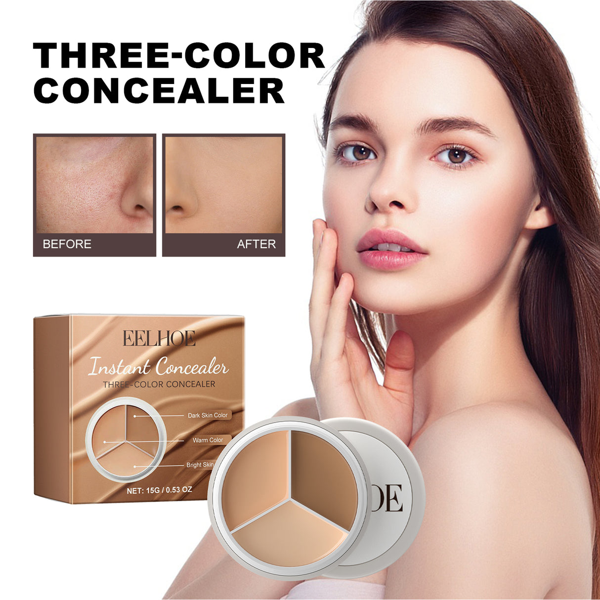 Three-Color Concealer, Hide Facial Blemishes Tear Gashes Dark Circles Under Eyes Spots To Create A Clear Natural Look - V.I.P Digital Presence